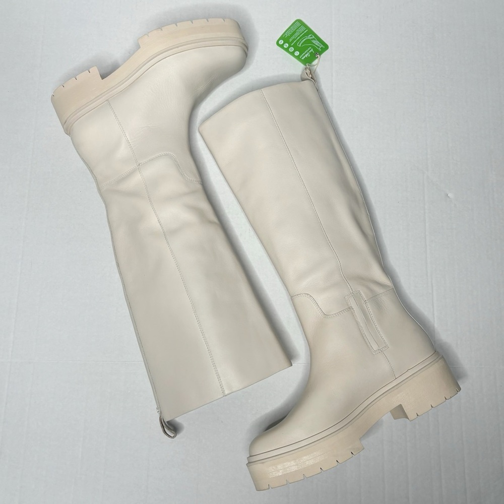 Sam Edelmn Larina Modern Ivory Waterproof Knee High Platform Boots